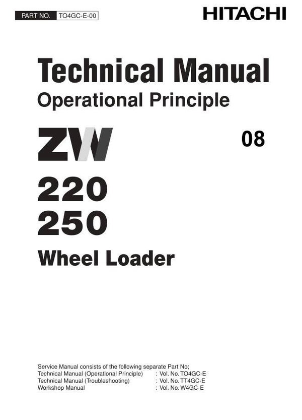 33D 08 Hitachi ZW220 ZW250 ZW310 Wheel Loaders Technical Manuals 1024 pages