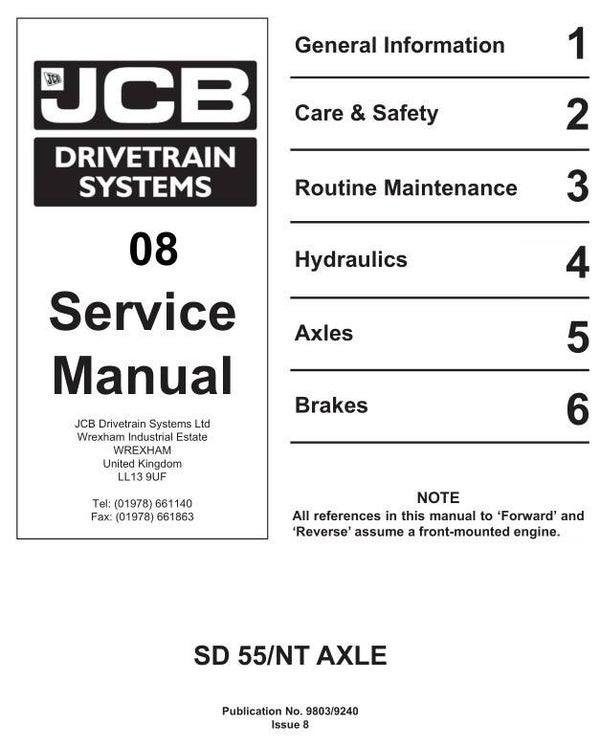 BH 08 JCB Drivetrain SD55 NT Service Repair Manual 107 pages