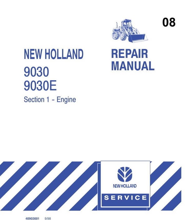 NHT  08 NEW HOLLAND 9030 9030E Tractor Engine Repair Manual 184 pages