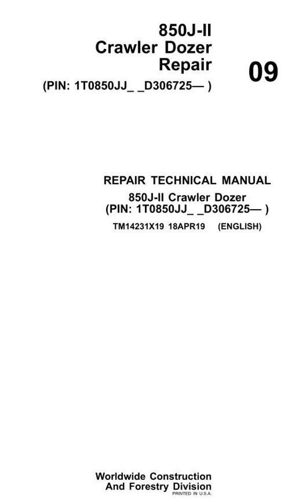 JD 09 John Deere 85G Excavator Operation and Test Manual 466 pages