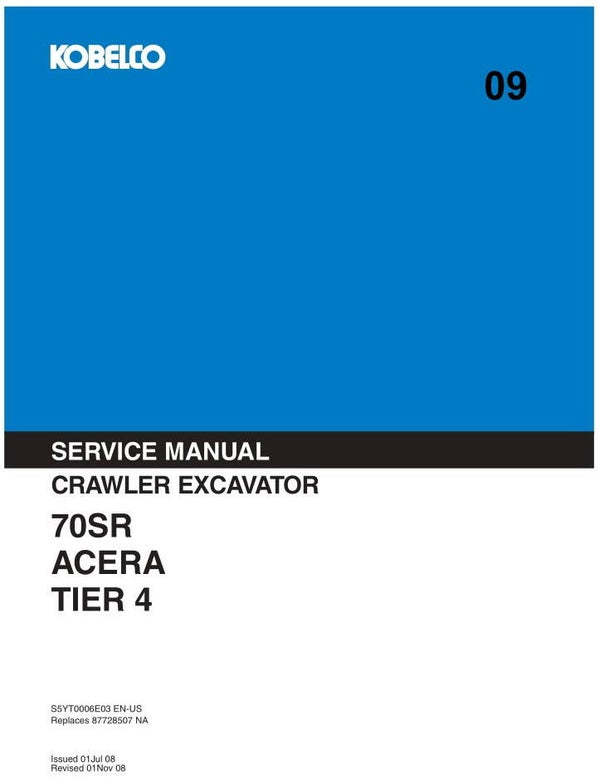 KB  09 Kobelco 70SR Excavator (Tire 4 ) Service Repair Manual 1012 pages