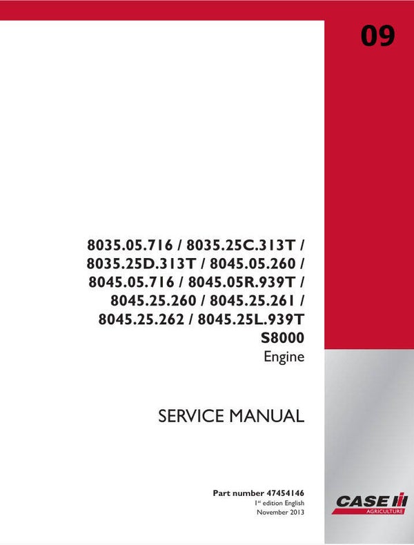 C09 Case IH Tractor 8035, 8045 Series Engine Service Repair Manual 196 Pages