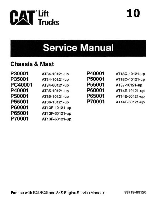 ++10 Caterpillar LiftTruck P30001 to P70001 Service Repair Manual 350 pages