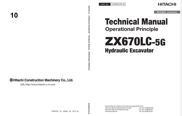 *+ 10 Hitachi ZX670LC-5G Technical Manuals 865 pages
