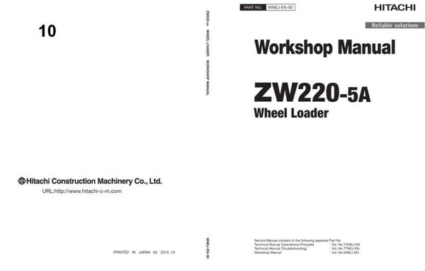 33D 10 Hitachi ZW220-5A Wheel Loader Workshop Manual and Diagrams 804 pages