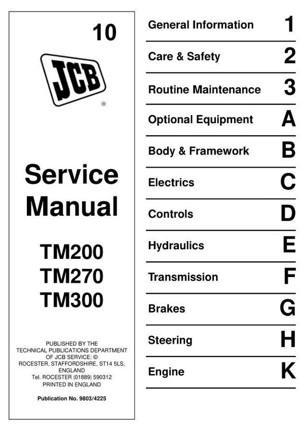 BH 10 JCB TM200 TM270 TM300 Agricultural Loader Service Repair Manual 551 pages