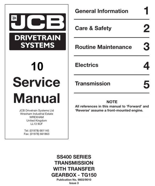 BH 10 JCB Drivetrain System SS400 SERIES Service Repair Manual 89 pages