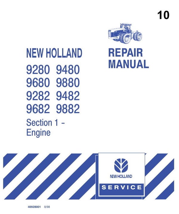 NHT  10 New Holland 9280, 9282, 9480, 9482, 9680, 9682, 9880, 9882 Tractor Engine Manual 191 pages
