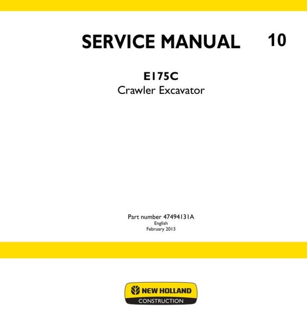 NHB  10 New Holland E175C Crawler Excavator Service Manual 1182 pages