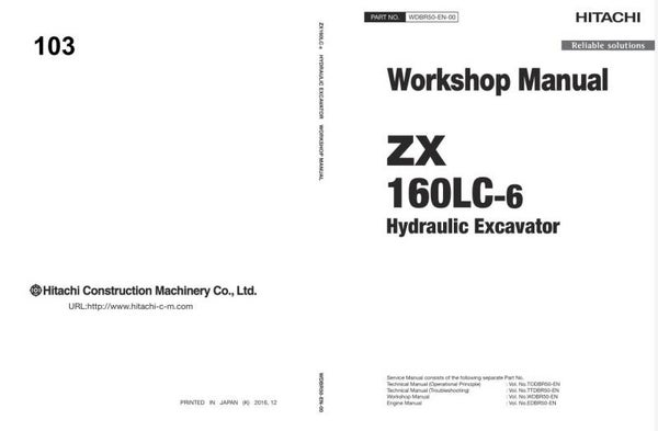 *+ 103 Hitachi ZX160LC-6 Workshop Manual and Diagrams 704 pages