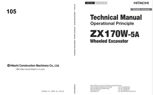 *+ 105 Hitachi ZX170W-5A Technical Manuals 1071 pages