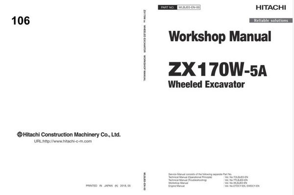 *+ 106 Hitachi ZX170W-5A Workshop Manual and Diagrams 759 pages