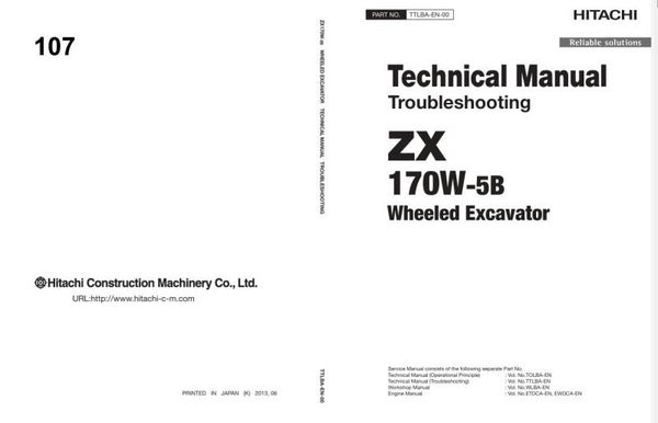 *+ 107 Hitachi ZX170W-5B Technical Manuals 1239 pages