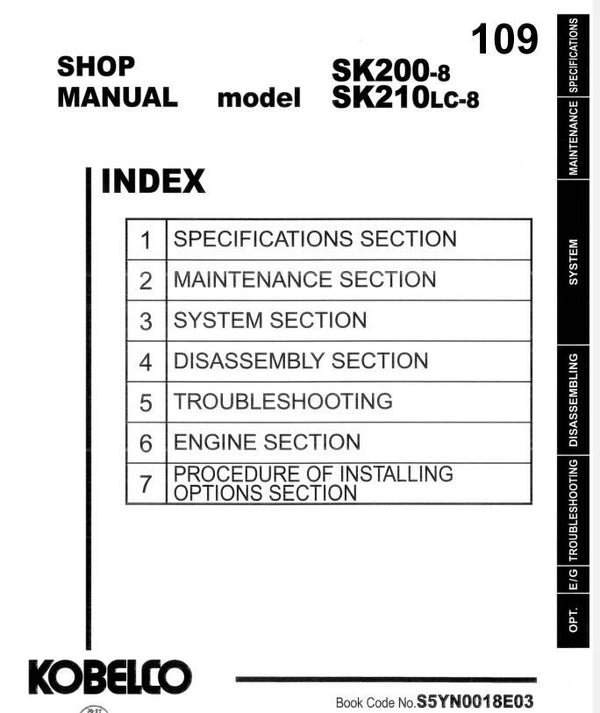 KB 109 Kobelco SK200-8, SK210LC-8 Workshop Repair Manual 1111 pages