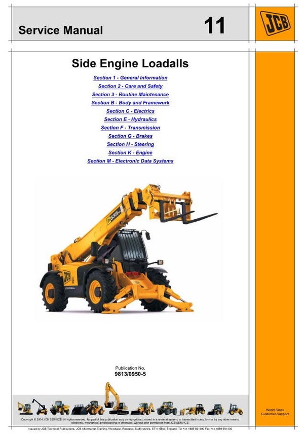 JC 11 JCB Loadall machines in the 5A group Service Repair Manual 2186 pages