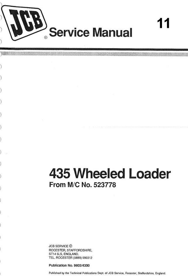 BH 11 JCB 435 Wheel Loader Service Repair Manual 345 pages