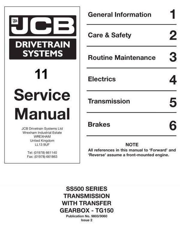 BH 11 JCB Drivetrain System SS500 SERIES Service Repair Manual 115 pages