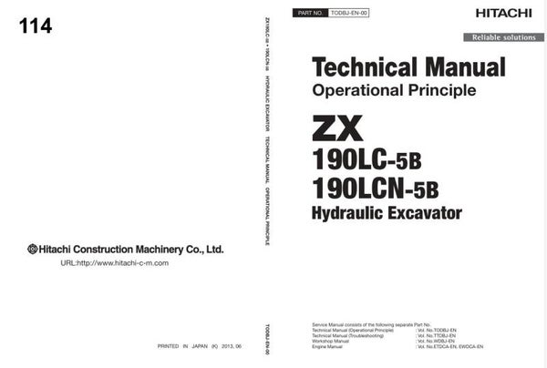 *+ 114 Hitachi ZX190LC-5B, ZX190LCN-5B Technical Manuals 947 pages