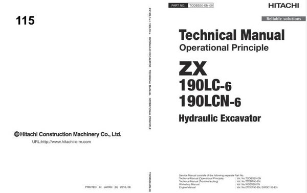 *+ 115 Hitachi ZX190LC-6, ZX190LCN-6 Technical Manuals 1012 pages