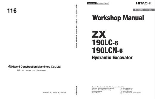 *+ 116 Hitachi ZX190LC-6, ZX190LCN-6 Workshop Manual and Diagrams 701 pages