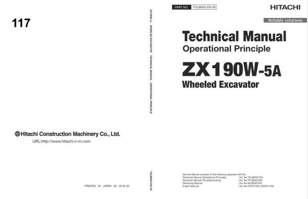 *+ 117 Hitachi ZX190W-5A Technical Manuals 1071 pages
