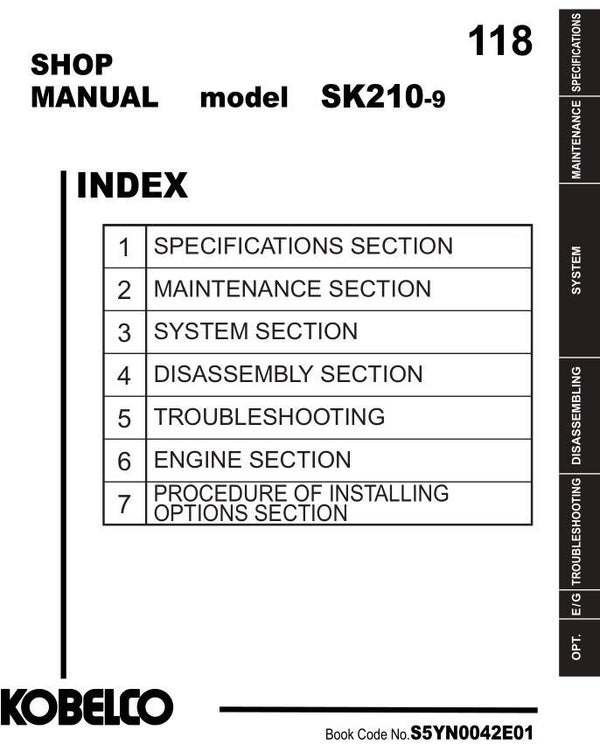 KB  118 Kobelco SK210-9 Excavator Workshop Repair Manual 1053 pages