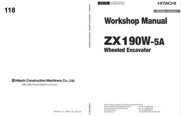 *+ 118 Hitachi ZX190W-5A Workshop Manual and Diagrams 577 pages