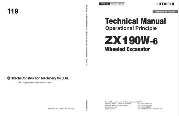 *+ 119 Hitachi ZX190W-6 Technical Manuals 1291 pages