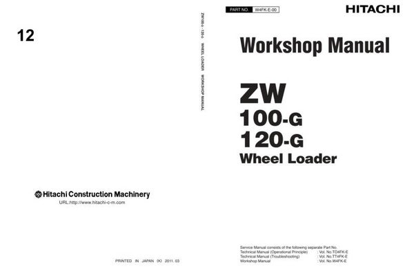 33D 12 Hitachi ZW 100-120 G Wheel Loader Workshop Manual  353 pages