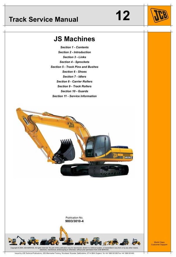 BH 12 JCB JS Machines Track Service Repair Manual 65 pagess