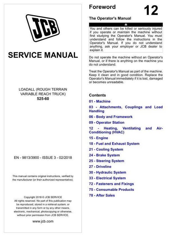 BH 12 JCB 525-60 Loadall Service Repair Manual 1893 pages