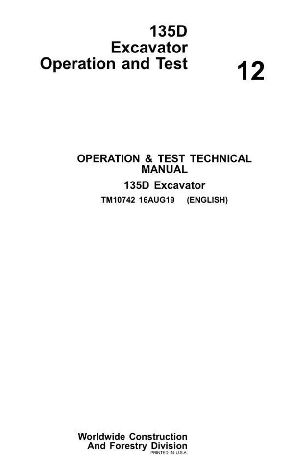 JD  12 John Deere 135D Excavator Operation and Test Manual 842 pages