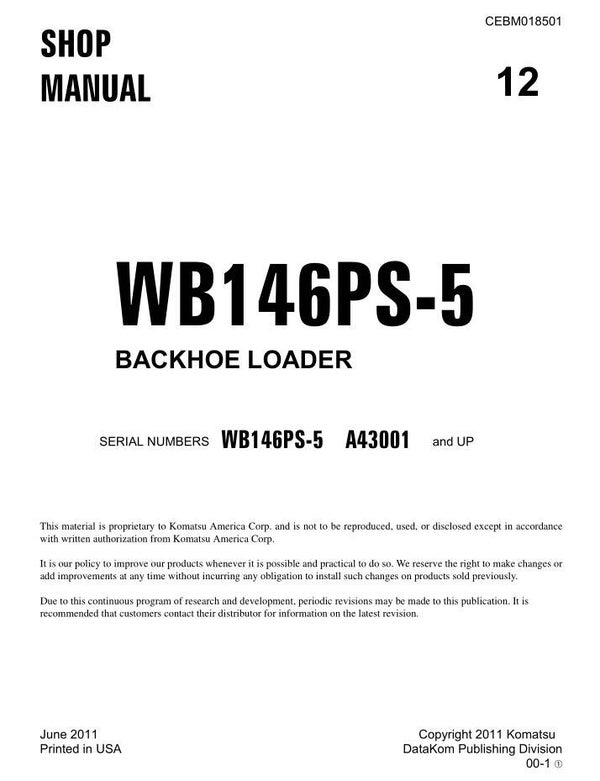 KM  12 Komatsu WB146PS-5 USA Backhoe Loader Workshop Manual 567 pages