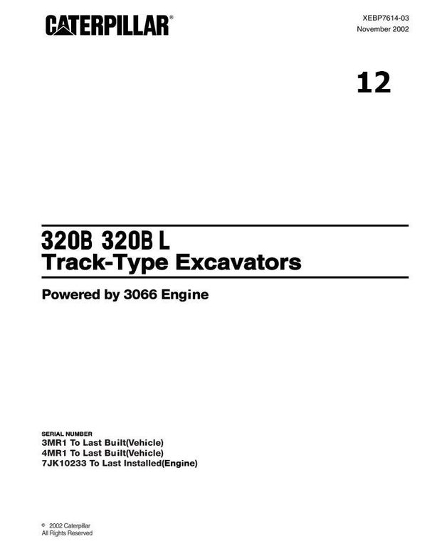 +12 Caterpillar 320B , 320BL Excavator Parts Manual 1171 pages