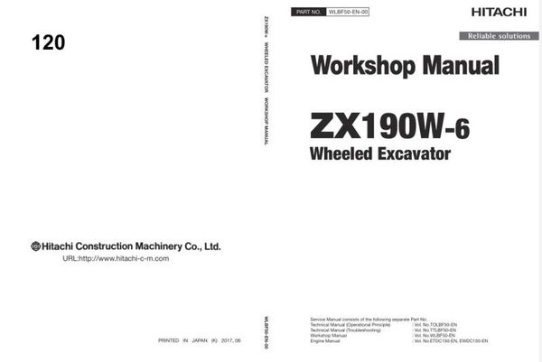 *+ 120 Hitachi ZX190W-6 Workshop Manual and Diagrams 973 pages