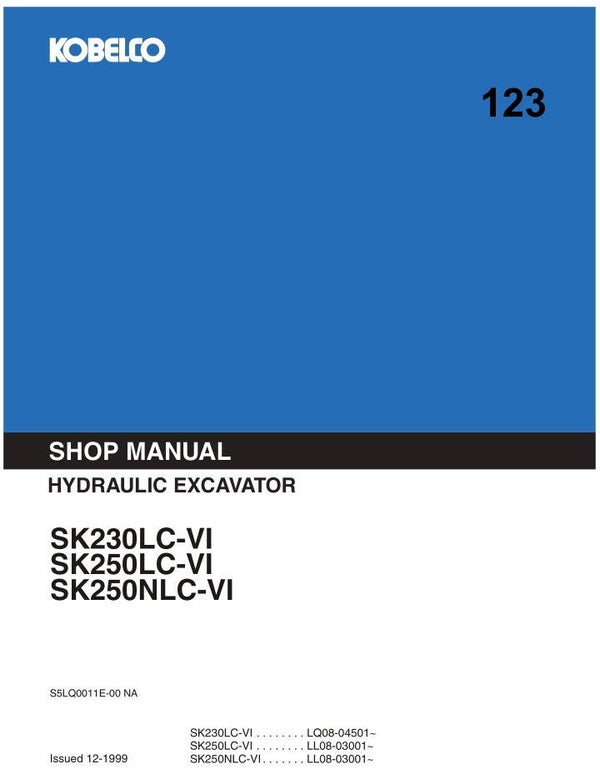 KB  123 Kobelco SK230LC-VI, SK250LC-VI, SK250NLC-VI Workshop Repair Manual 943 pages