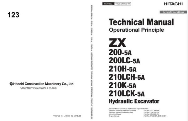 *+ 123 Hitachi ZX200-5A, ZX210-5A Series Technical Manuals 1776 pages