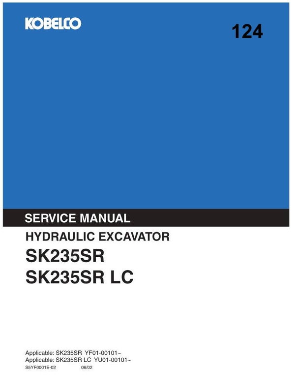 KB  124 Kobelco SK235SR, SK235SRLC Service Workshop Manual 1063 pages