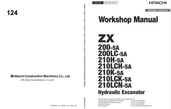 *+ 124 Hitachi ZX200-5A, ZX210-5A Series Workshop Manual and Diagrams 572 pages