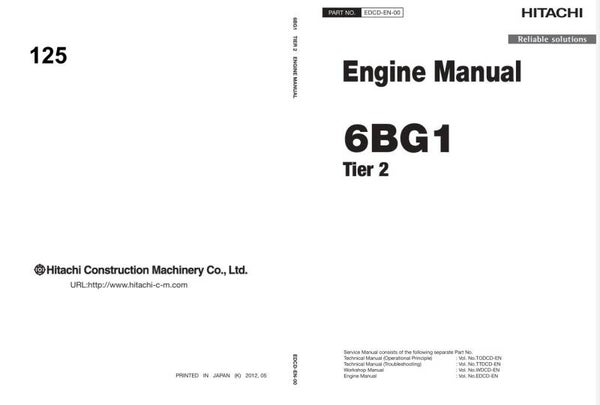 *+ 125 Hitachi Zx200-5g Engine Manual , Isuzu 6BG1 233 pages