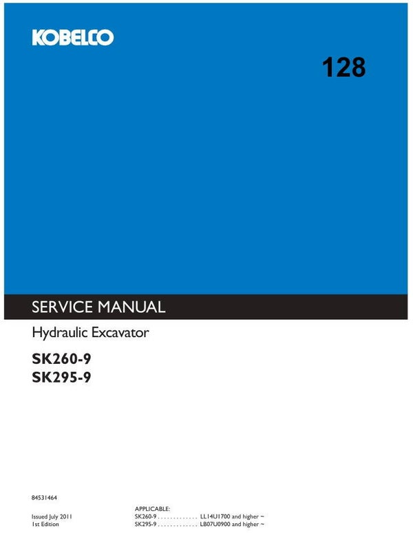 KB  128 Kobelco SK260-9, SK295-9 Service Repair Manual 961 pages