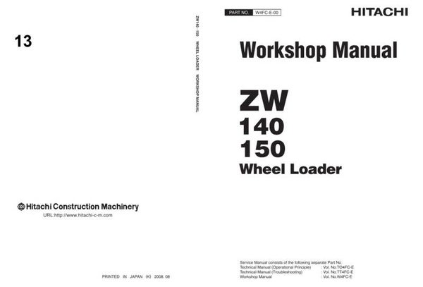 33D 13 Hitachi ZW 140 , ZW 150 Wheel Loader Workshop Manual 453 pages