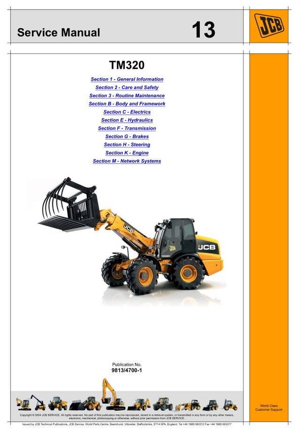 BH 13 JCB TM320 Telescopic Wheeled Loader Service Repair Manual 722 pages