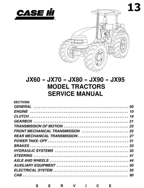 C13 Case JX60, JX70, JX80, JX90, JX95 Tractors Service Repair Manual 633 Pages