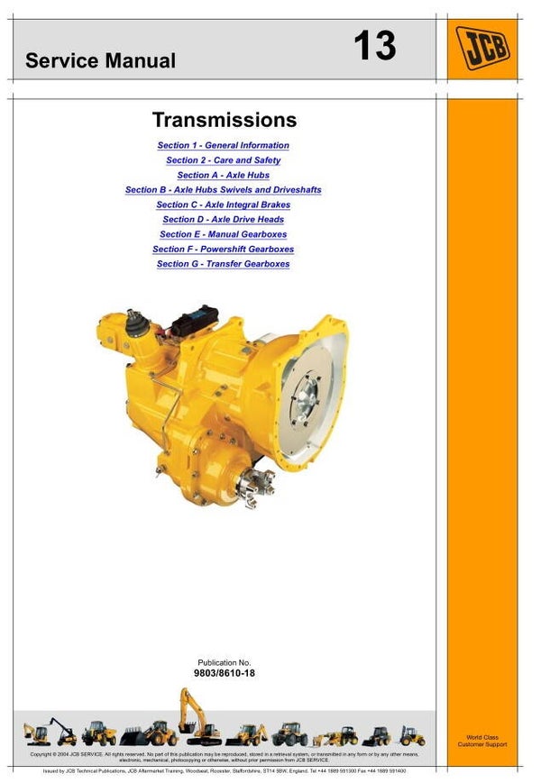 BH 13 JCB Drivetrain Transmission Service Manual 1079 pages