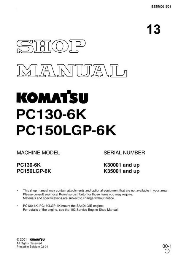 KM  13 Komatsu PC130-6K , PC150LGP-6K Workshop Repair Manual 729 pages