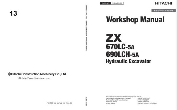 *+ 13 Hitachi ZX670LC-5A, ZX670LCH-5A Workshop Manual and Diagrams 685 pages