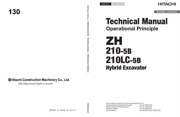 *+ 130 Hitachi ZX210-5B Series and ZX240N-5B Technical Manuals 1085 pages