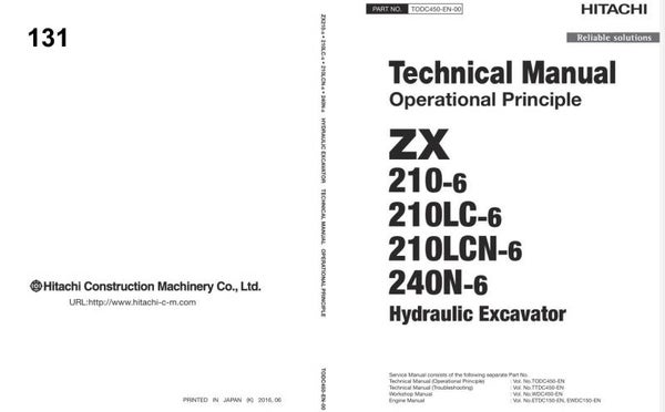 *+ 131 Hitachi ZX210-6 Series and ZX240N-6 Technical Manuals 1014 pages
