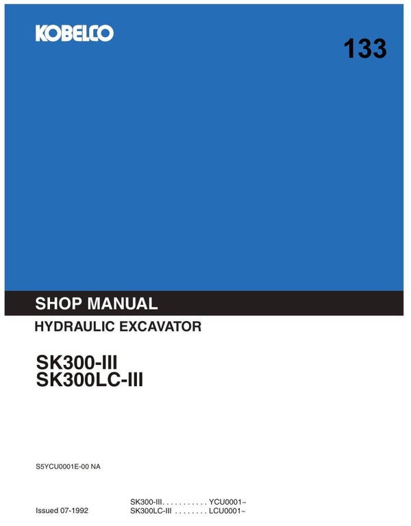KB  133 Kobelco SK300-III, SK300LC-III Workshop Repair Manual 908 pages